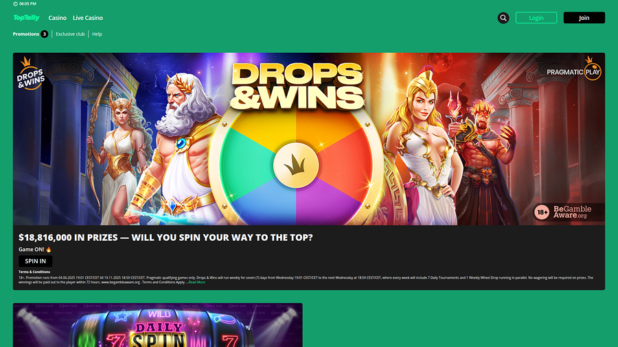 Toptally Casino Desktop Promotions