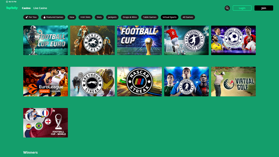 Toptally Casino Desktop Virtual Sports