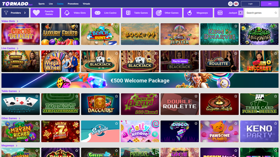 Tornadobet Casino Desktop Games