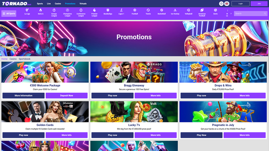 Tornadobet Casino Desktop Promotions