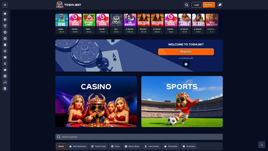 Toshi.bet Casino homepage
