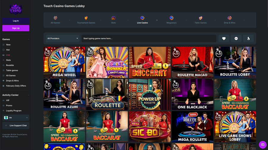 Touch Casino Desktop Live Dealer