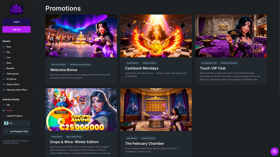 Touch Casino Desktop Promotions