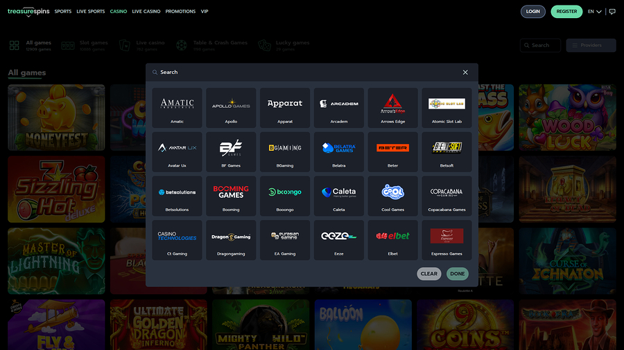 Treasure Spins Casino Desktop Game Developers