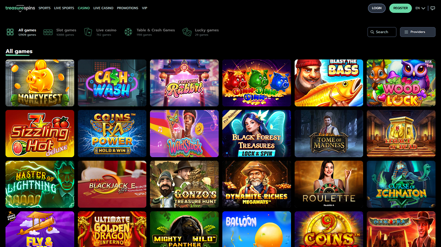 Treasure Spins Casino Desktop Games