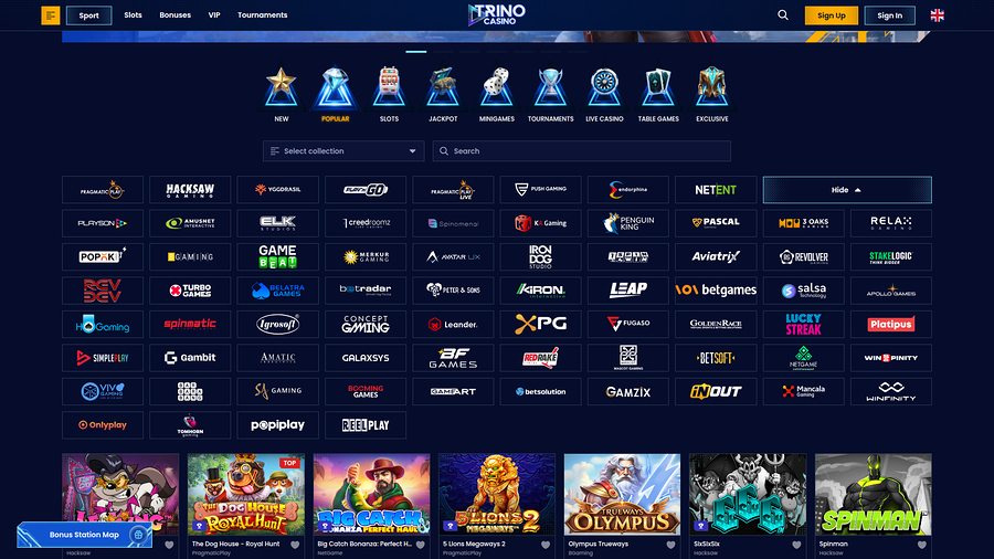 Trino Casino Desktop Game Developers