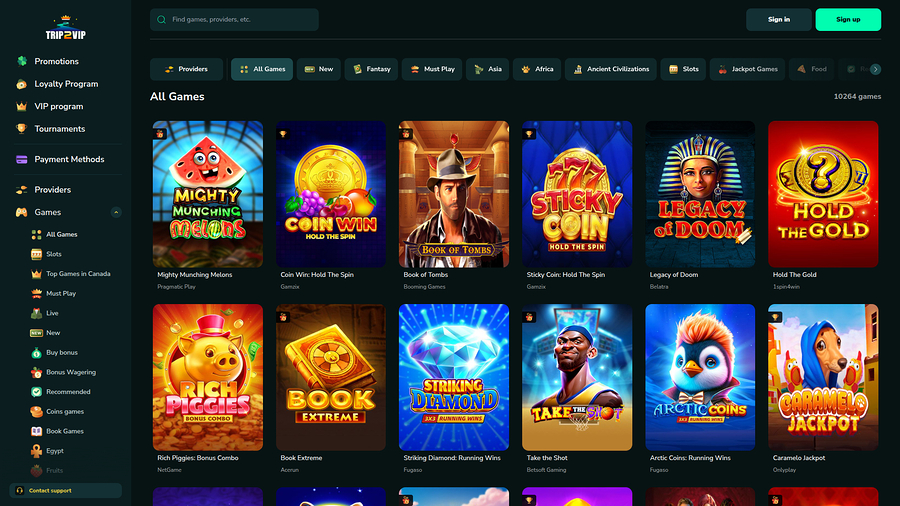 Trip2Vip Casino Desktop Games