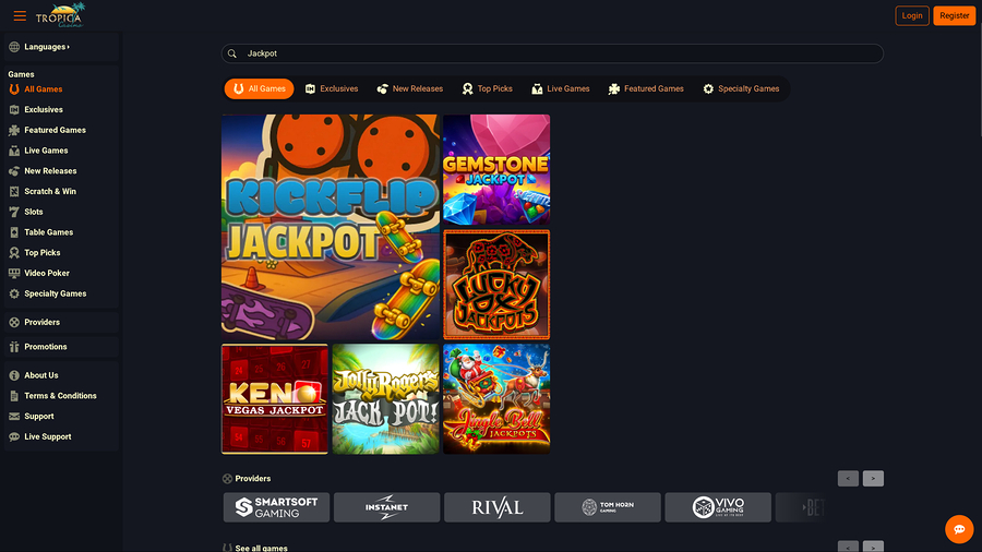 Tropica Casino Desktop Jackpot