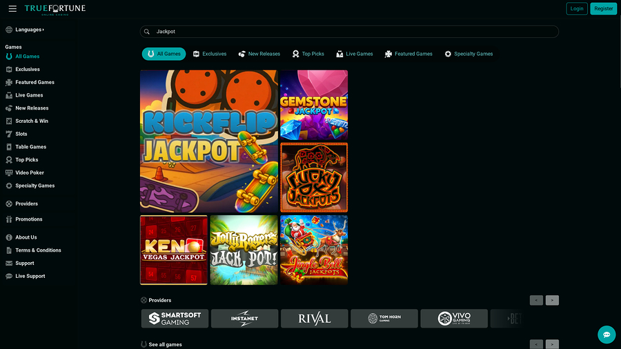 True Fortune Casino Desktop Jackpot