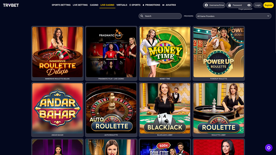Trybet Casino Desktop Live Dealer