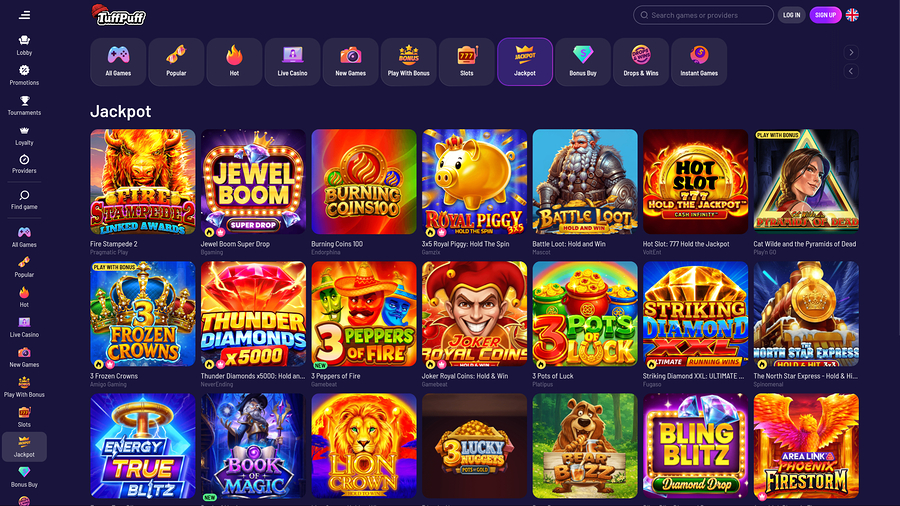 TuffPuff Casino Desktop Jackpot