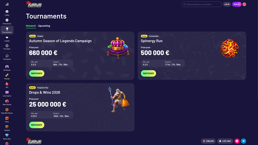 TuffPuff Casino Desktop Tournaments