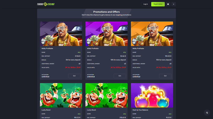 Turbo Casino Desktop Promotions