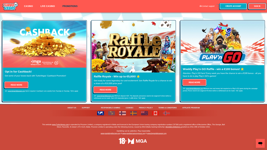 TurboVegas Casino Desktop-kampanjer