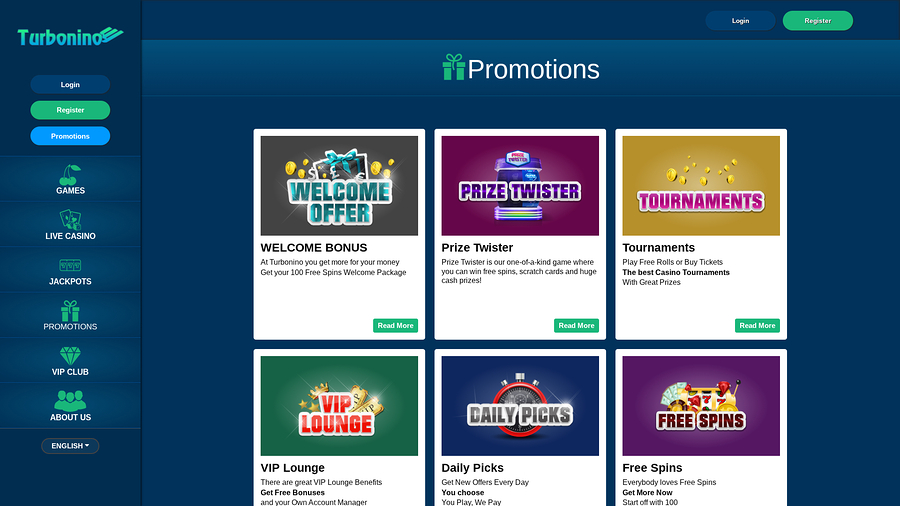 Turbonino Casino Desktop Promotions