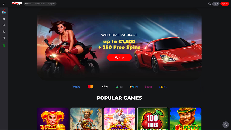 TurboWinz Casino Desktop Homepage