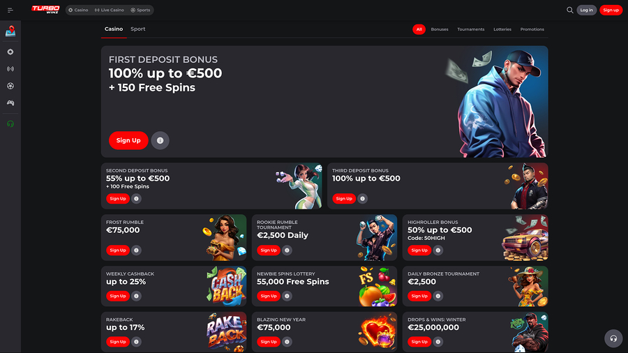 TurboWinz Casino Desktop Promotions