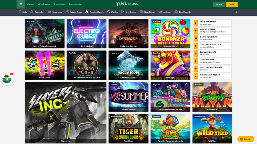 TuskCasino Desktop Games