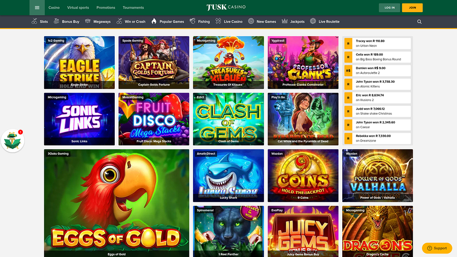 TuskCasino Desktop Jackpot