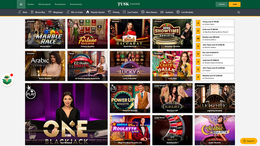 TuskCasino Desktop Live Dealer