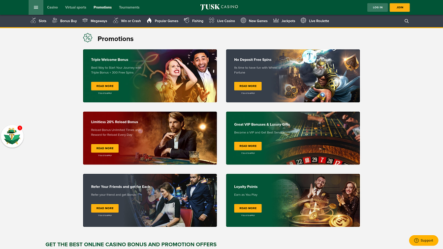 TuskCasino Desktop Promotions