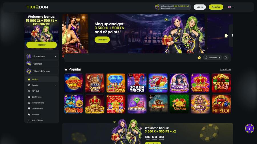 Twindor Casino homepage
