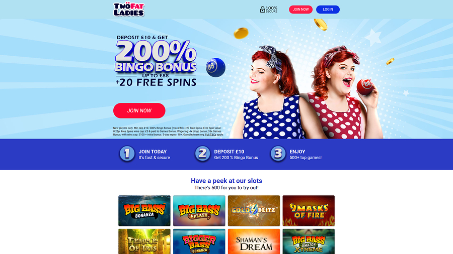 Two Fat Ladies Casino Desktop Homepage