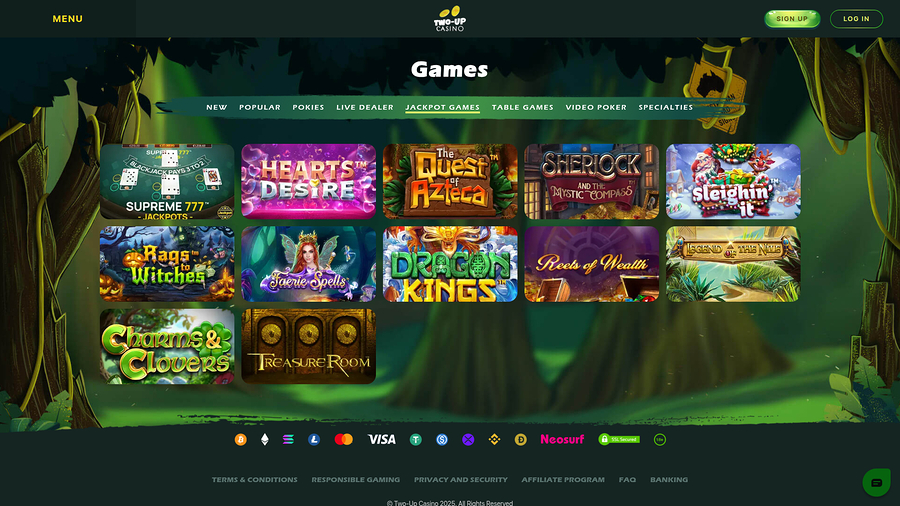 Two Up Casino Desktop Jackpot