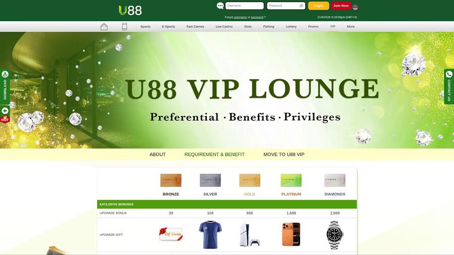 U88 Casino VIP page