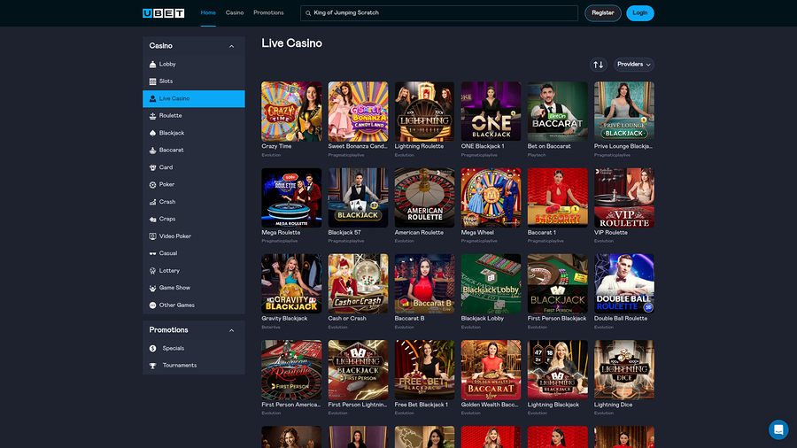 Ubet Casino Desktop Live Dealer