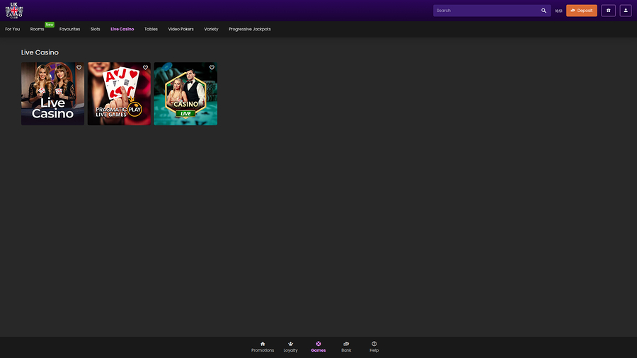 UK Casino Club Desktop Live Dealer
