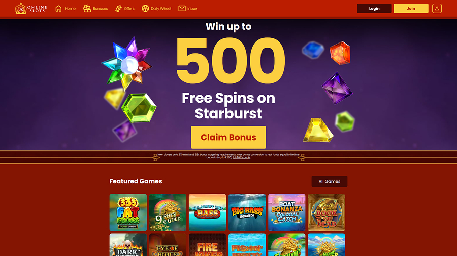UK Online Slots Desktop Homepage