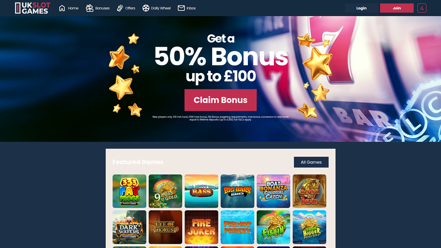 UK Slot Games Desktop Homepage