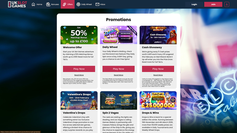 UK Slot Games Desktop Promotions