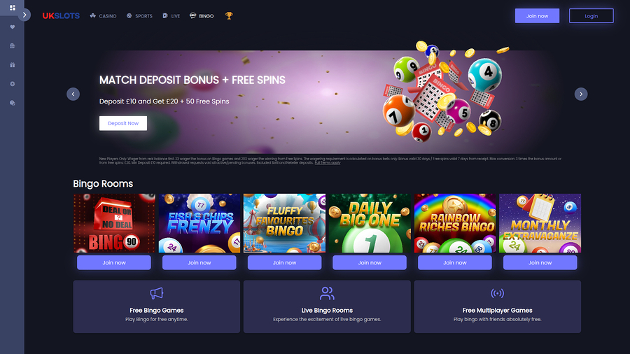 UK Slots Casino Desktop Homepage