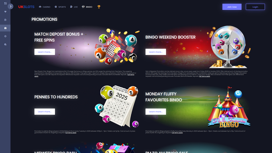 UK Slots Casino Desktop Promotions