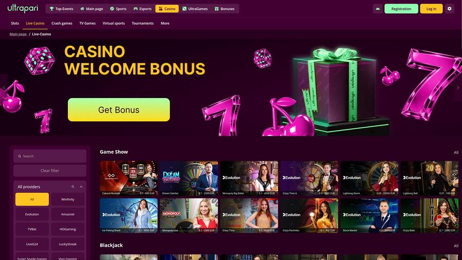 Página de crupier en vivo del casino Ultrapari