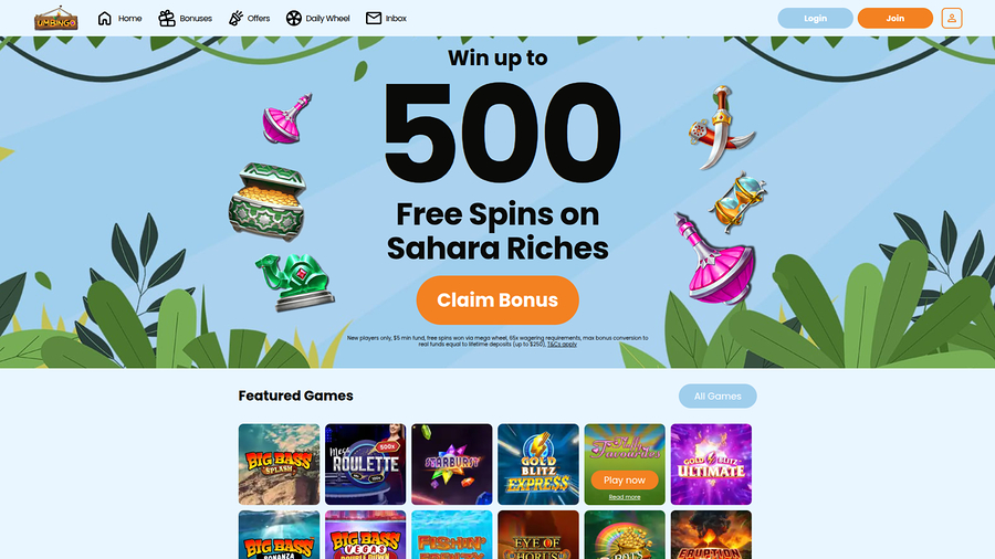 Umbingo Desktop Homepage