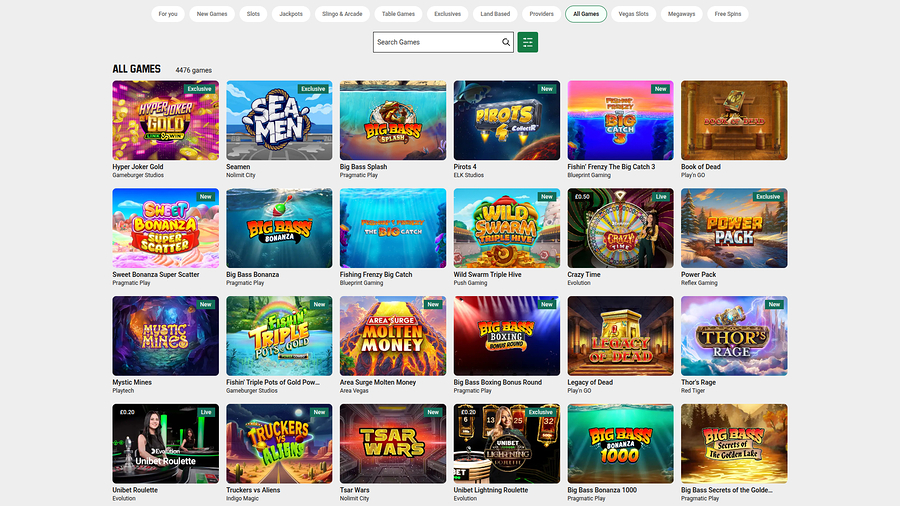 Unibet Casino Desktop Games