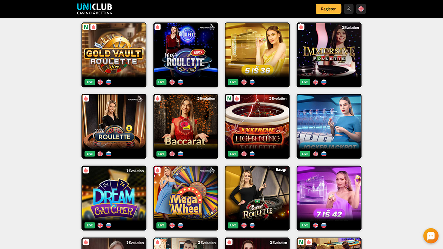 Uniclub Desktop Live Dealer