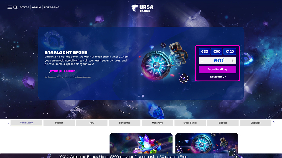 Ursa Casino Homepage