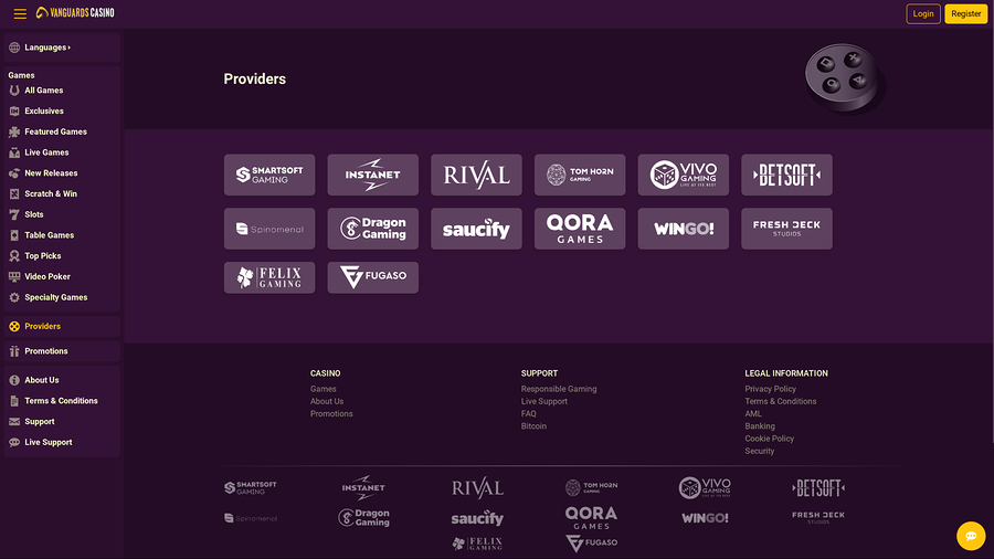 Vanguards Casino Desktop Game Developers