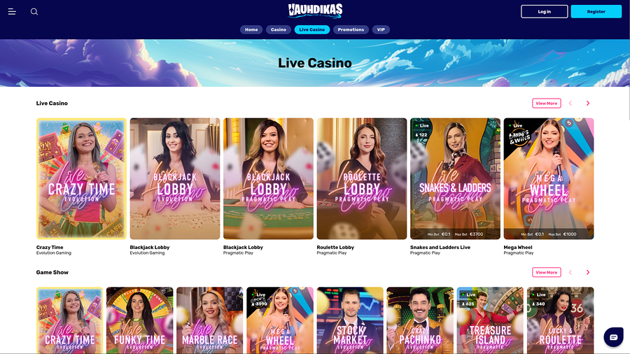 Vauhdikas Casino Desktop Live Dealer
