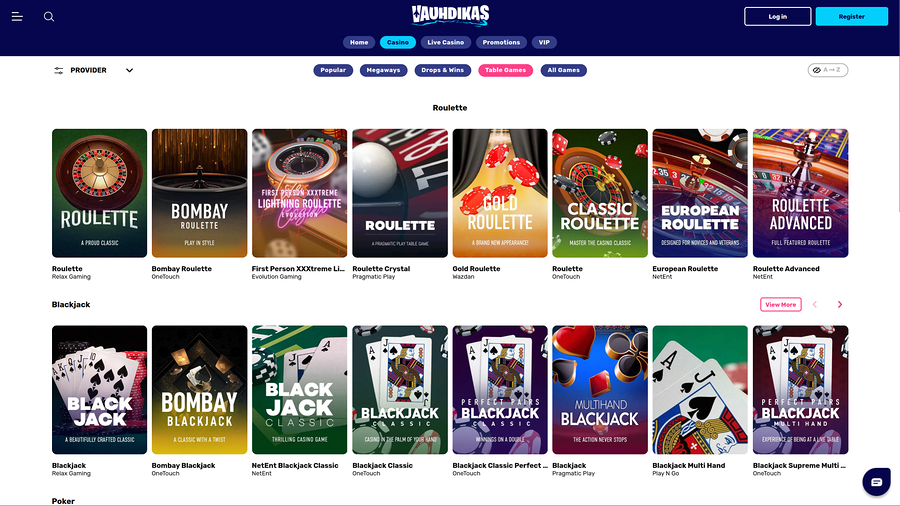 Vauhdikas Casino Desktop Table Games