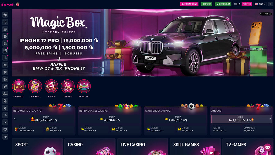 Vbet Casino Desktop Homepage