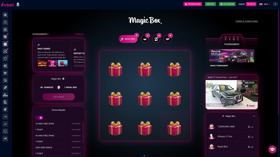 Vbet Casino Desktop Magic Box