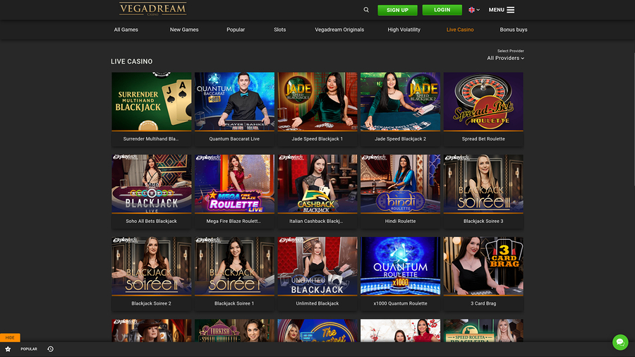 Vegadream Casino Desktop Live Dealer