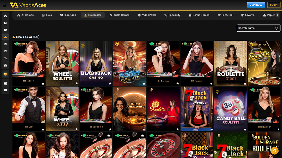 Vegas Aces Casino Desktop Live Dealer