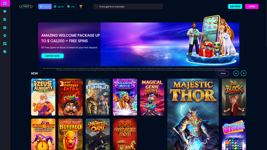 Vegas Mobile Casino Desktop Homepage