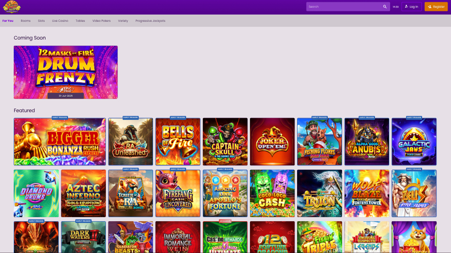 Vegas Slot Casino Desktop Homepage